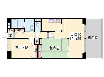 ライオンズマンション姫路東今宿(2LDK/1階)の間取り写真