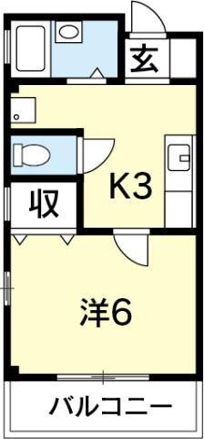 コウシンハイツI(1K/2階)の間取り写真