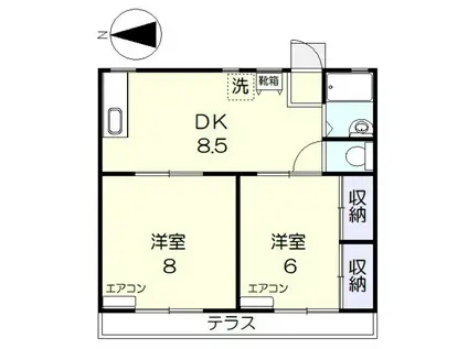 皿井コーポIII(2DK/1階)の間取り写真