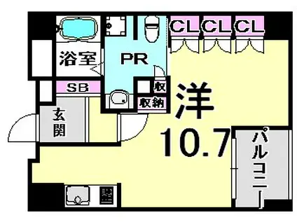 リーガル神戸中山手通(1K/2階)の間取り写真
