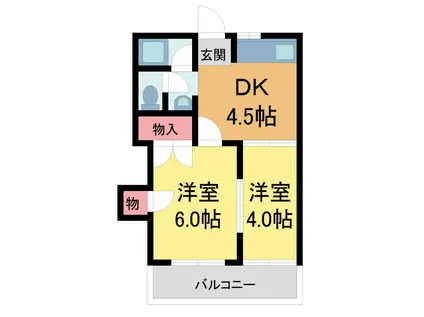 濱田マンション(2DK/1階)の間取り写真