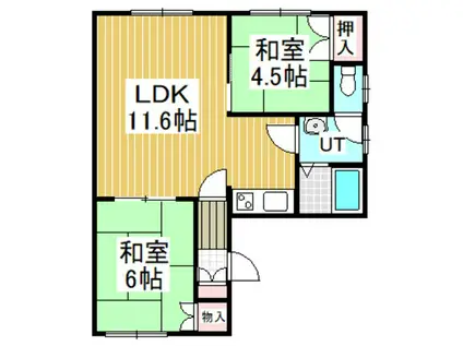 ライフシャトー1(2LDK/2階)の間取り写真