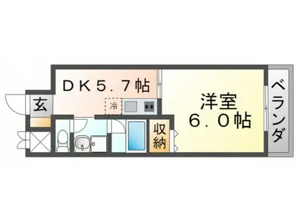 第8関根マンション(1DK/5階)の間取り写真