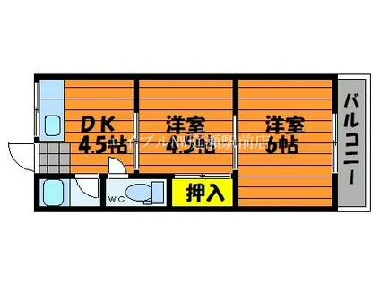 野田マンションA棟(2DK/2階)の間取り写真