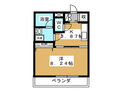 鎌田スカイ(1K/1階)の間取り写真