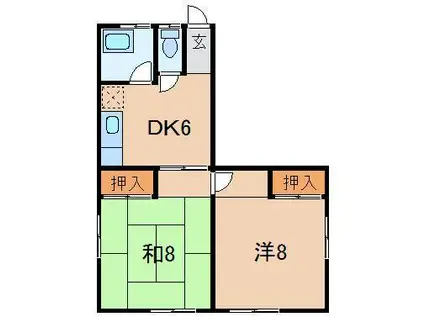 やまびこハイムA(2DK/1階)の間取り写真
