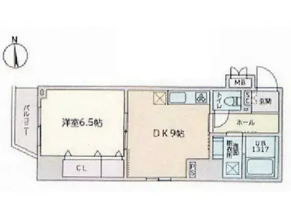 ケイブユシマ(1DK/10階)の間取り写真