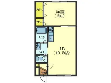ジャスティ五稜郭2番館(1LDK/3階)の間取り写真