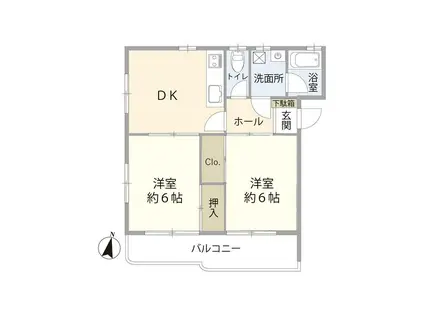 コーポトキワ(2DK/3階)の間取り写真