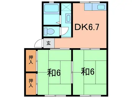 シティハイム サカイ A(2DK/1階)の間取り写真