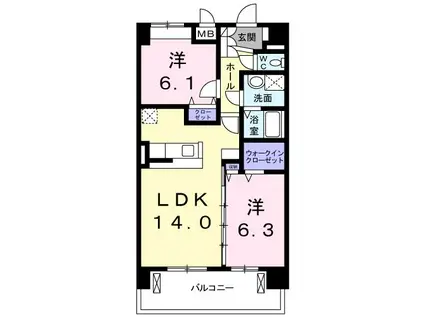 パークレジデンス小山(2LDK/4階)の間取り写真