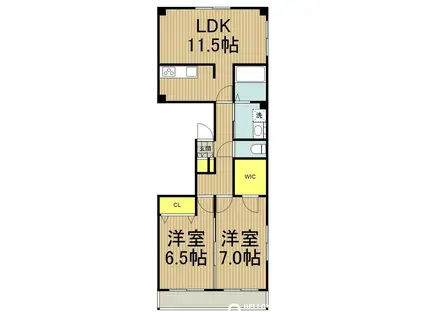 リナリア(2LDK/3階)の間取り写真