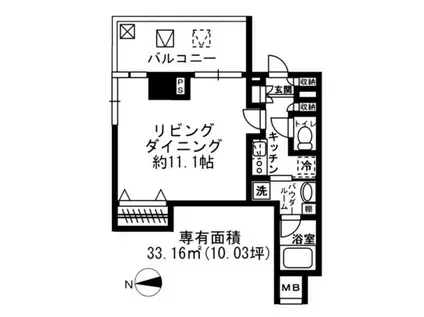 レジディア四谷三丁目(1K/2階)の間取り写真