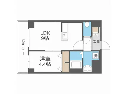 ホルツ博多駅前(1LDK/9階)の間取り写真