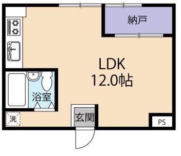 鶯橋マンション(ワンルーム/3階)の間取り写真