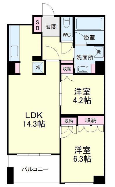 アートフォルム元城(2LDK/3階)の間取り写真