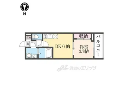 レア・オハナ山科(1DK/2階)の間取り写真