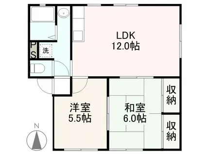 ルポール1(2LDK/1階)の間取り写真