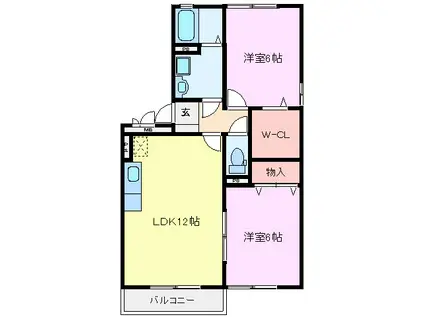 ソフィア・パークA棟(2LDK/2階)の間取り写真