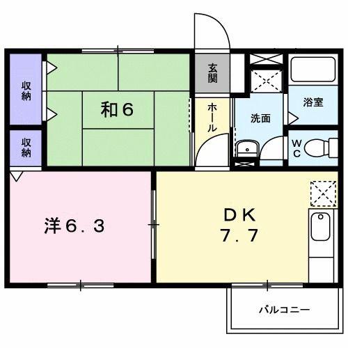 ドエルS(2DK/1階)の間取り写真