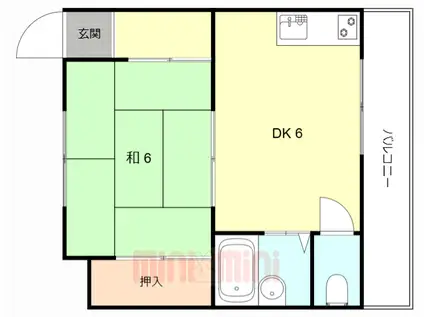 ながすダンダンハウス(1DK/6階)の間取り写真