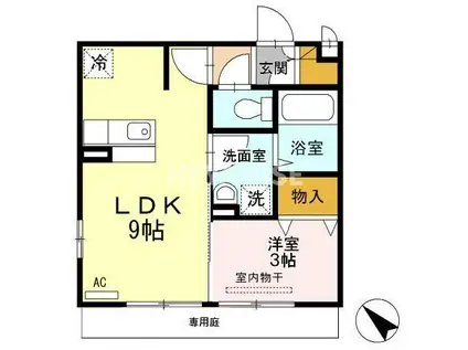 ポポラート木場(1LDK/1階)の間取り写真
