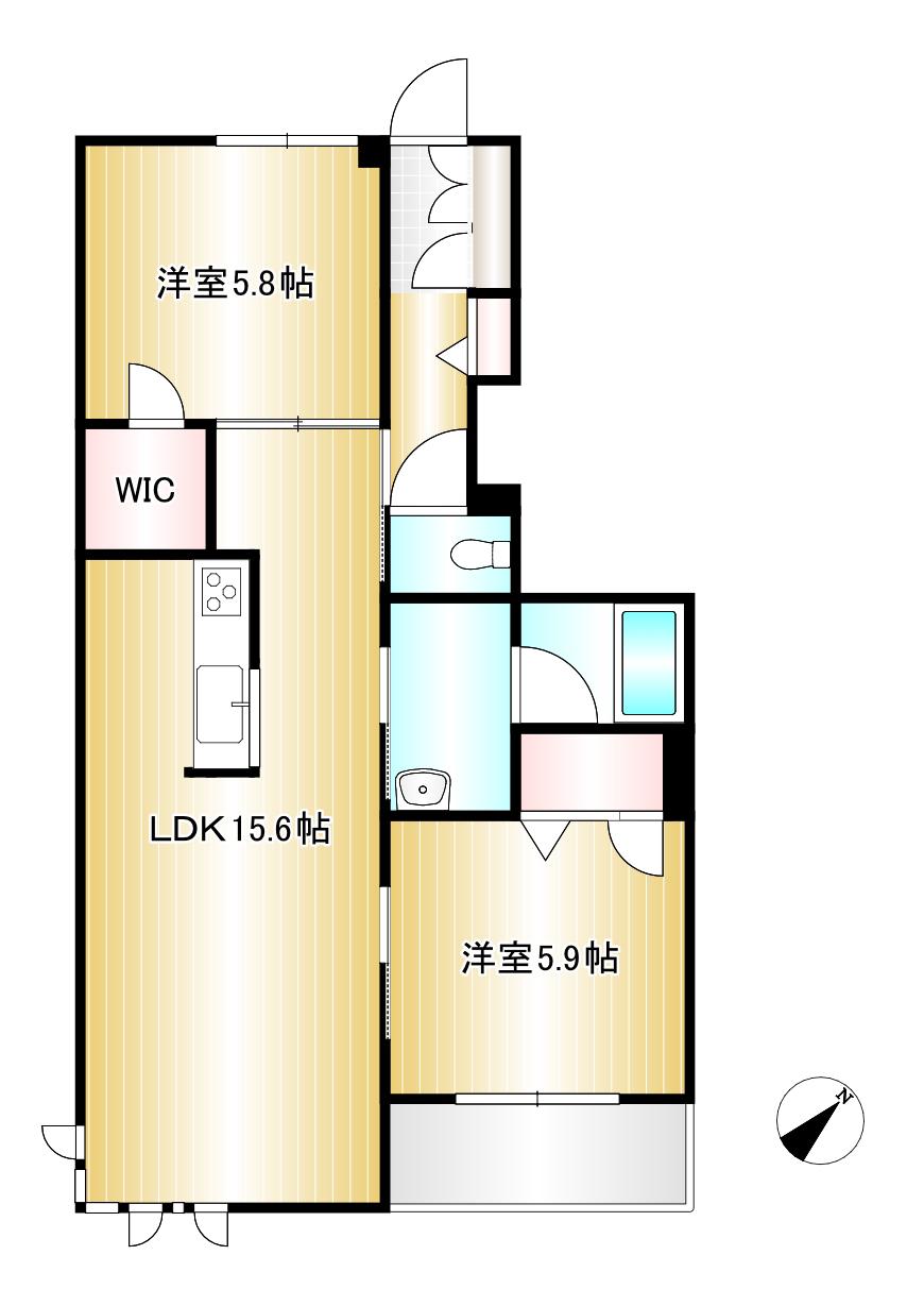 ファーストヒルズ(2LDK/1階)の間取り写真