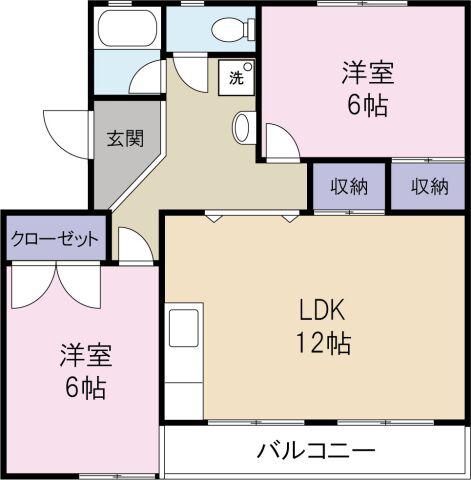 沖浜コーポ(2LDK/4階)の間取り写真