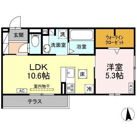 D-CRINUM 本田町(1LDK/1階)の間取り写真