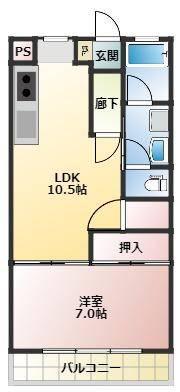 パレロワイヤル永田(1LDK/3階)の間取り写真
