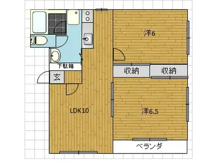 ファビュラス大坂(2LDK/2階)の間取り写真