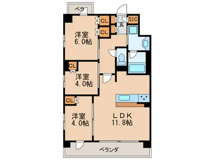 LA VITA AOI(3LDK/10階)の間取り写真