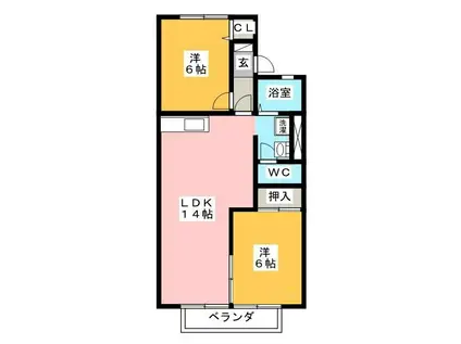 プリシェールにしき(2LDK/2階)の間取り写真