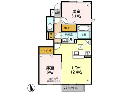 グランディール・メイ(2LDK/1階)の間取り写真