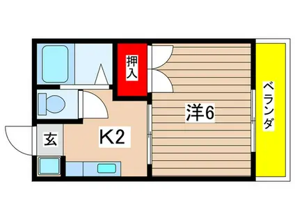 第3グリーンコーポ南棟(1K/2階)の間取り写真