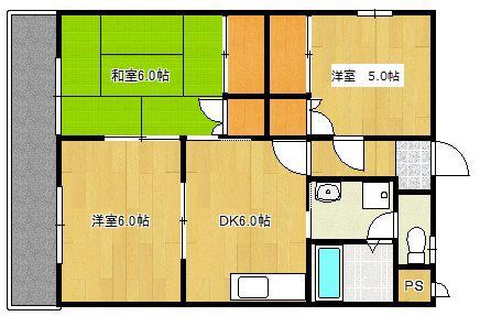 コーポラスヤマダ(3DK/2階)の間取り写真
