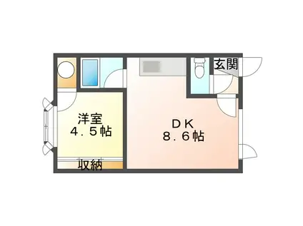 オリエンタルパレス(1DK/3階)の間取り写真