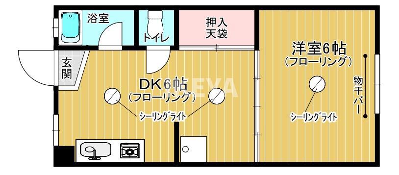 グリーンマンション(1DK/1階)の間取り写真