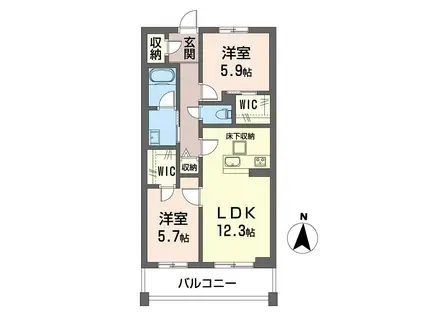 シャーメゾンさくら(2LDK/1階)の間取り写真