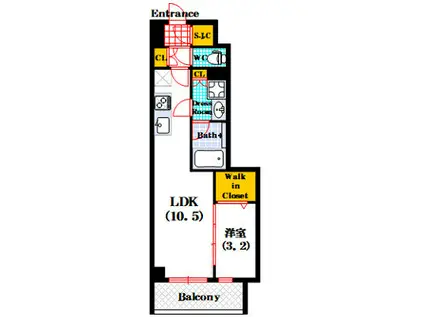 クロスレジデンス阿波座駅前(1LDK/14階)の間取り写真
