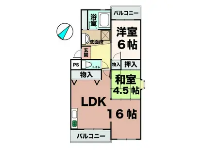 クリスタル明舞(2LDK/4階)の間取り写真