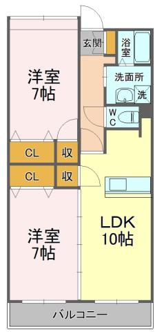 マ・メゾンYO(2LDK/1階)の間取り写真