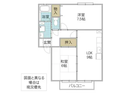 サンビレッジ東台 C(2LDK/2階)の間取り写真