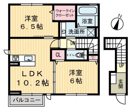 シャルム C(2LDK/2階)の間取り写真
