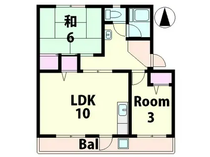 梅が丘マンション(2LDK/4階)の間取り写真