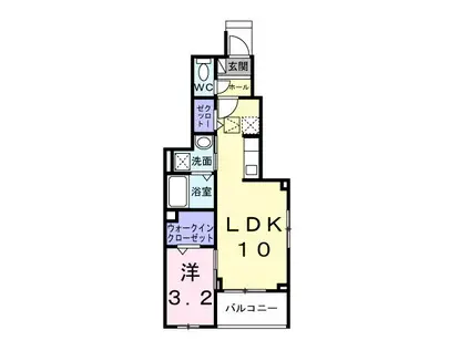 ヒカルサ見付サウスI(1LDK/1階)の間取り写真