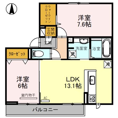 VERDIR(2LDK/2階)の間取り写真