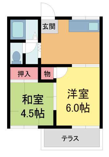 信夫ハイツ(2K/1階)の間取り写真