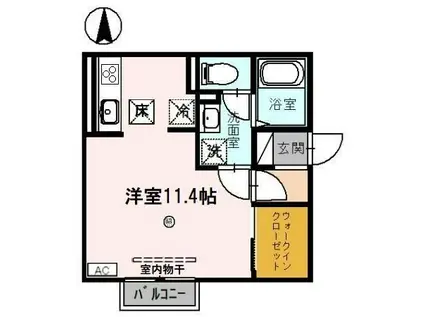 ポワロ II(ワンルーム/1階)の間取り写真