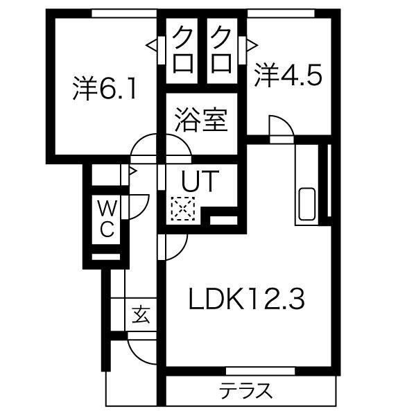 ヴェール桃山(2LDK/1階)の間取り写真